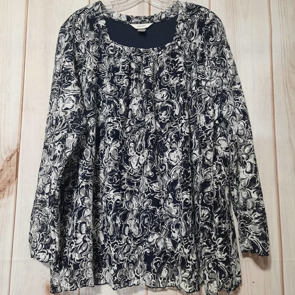 Cj Banks Blouse Ladies‎ 2x Lace Black and white